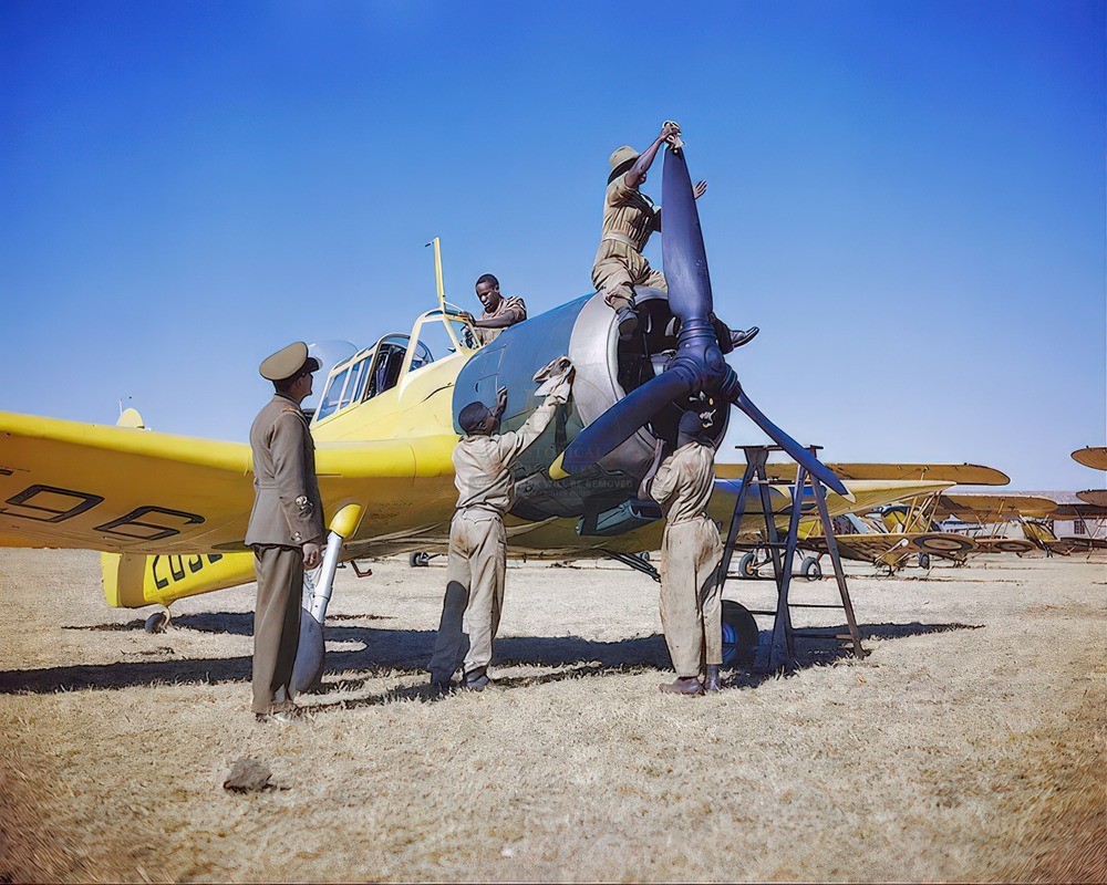 Basuto Ground Crew Cleaning a Miles Master 8x10 Glossy Photo Print HT4136116
