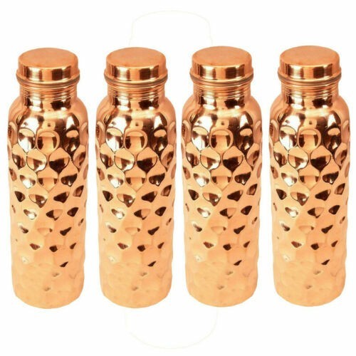 100%Pure Copper Water Bottle Diamond Cut Design Good Health Benefit 950 ml 4Pcs 100%Pure Copper Water Bottle Diamond Cut Design Good Health Benefit 950 ml 4Pcs