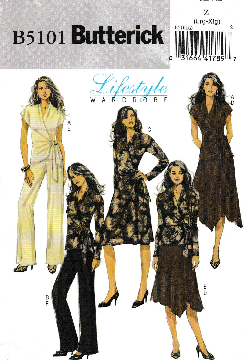 Butterick Pattern B5101 Top, Dress, Skirt, Pants Wrap Style 16-22, FF