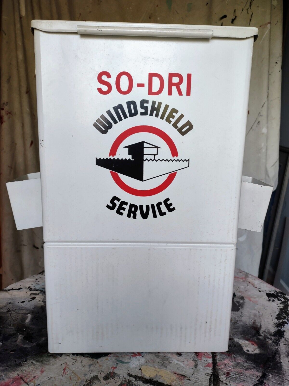 Vintage SO-DRI Windshield Service Metal Cabinet for Gas Service Station NOS 