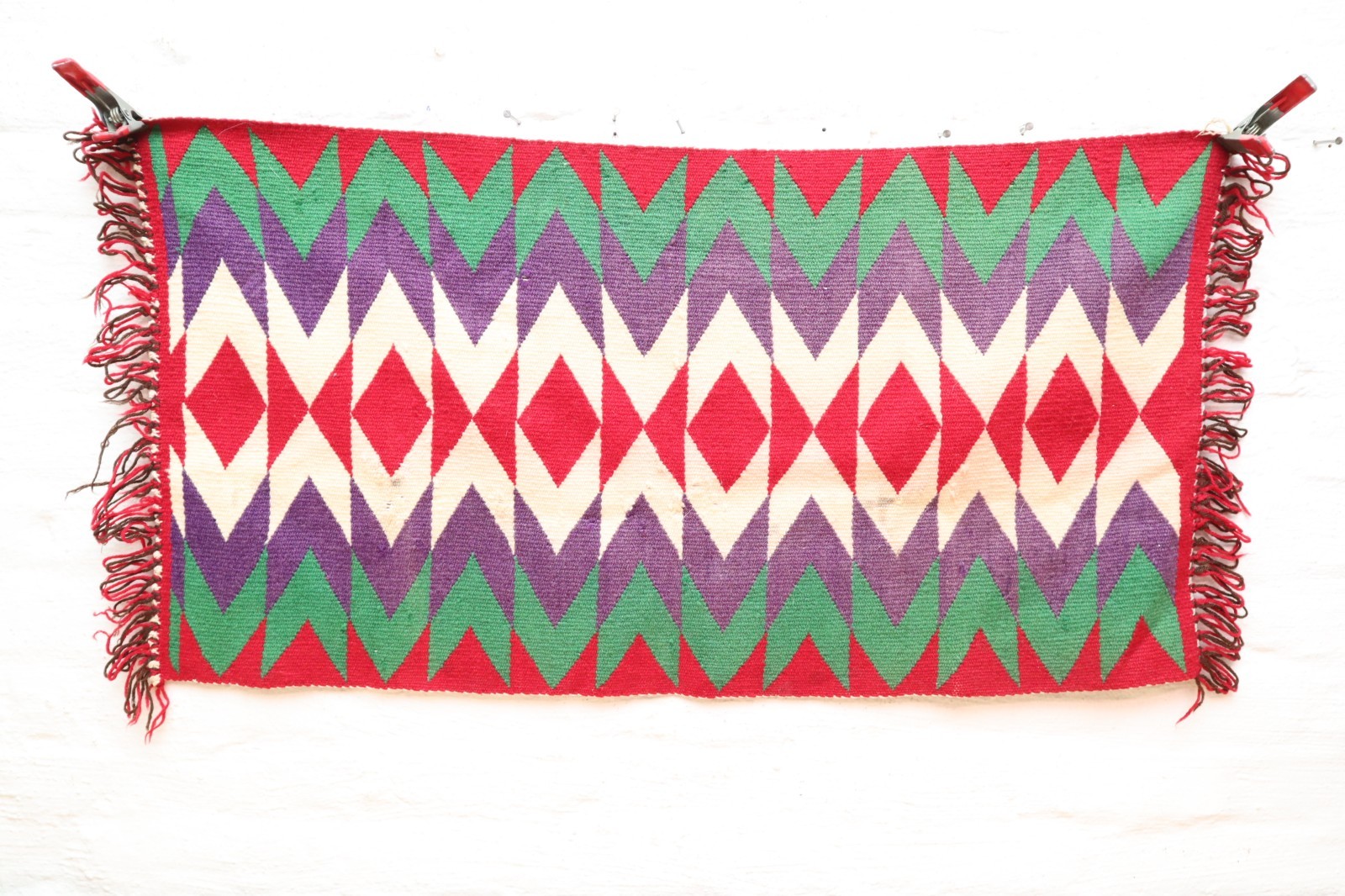 Antique Early Navajo Germantown Weaving Rug Eye Dazzler Textile 34x18