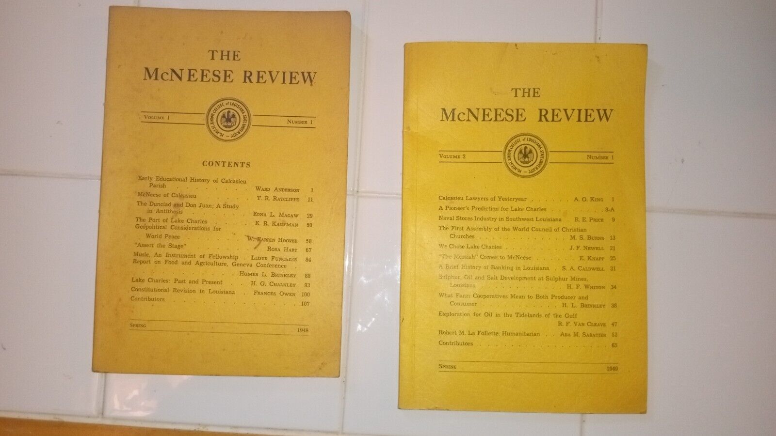 1948 & 1949 McNeese State University Review Louisiana School History Vintage 