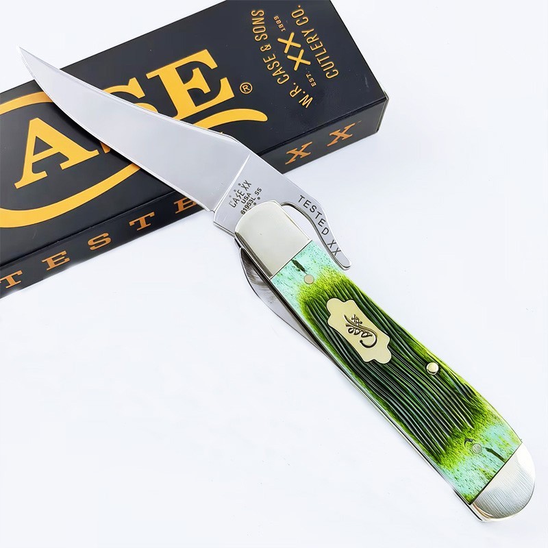 Case XX RussLock 61043 Barnboard Jig Lime Green Bone Stainless Pocket Knife