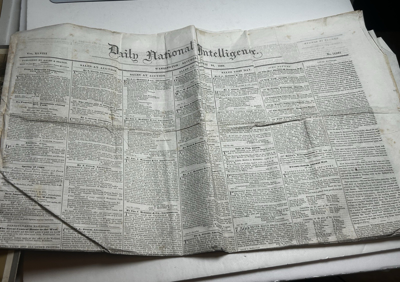  1860 National Intelligencer Newspaper Pony Express Overland Mail Civil War