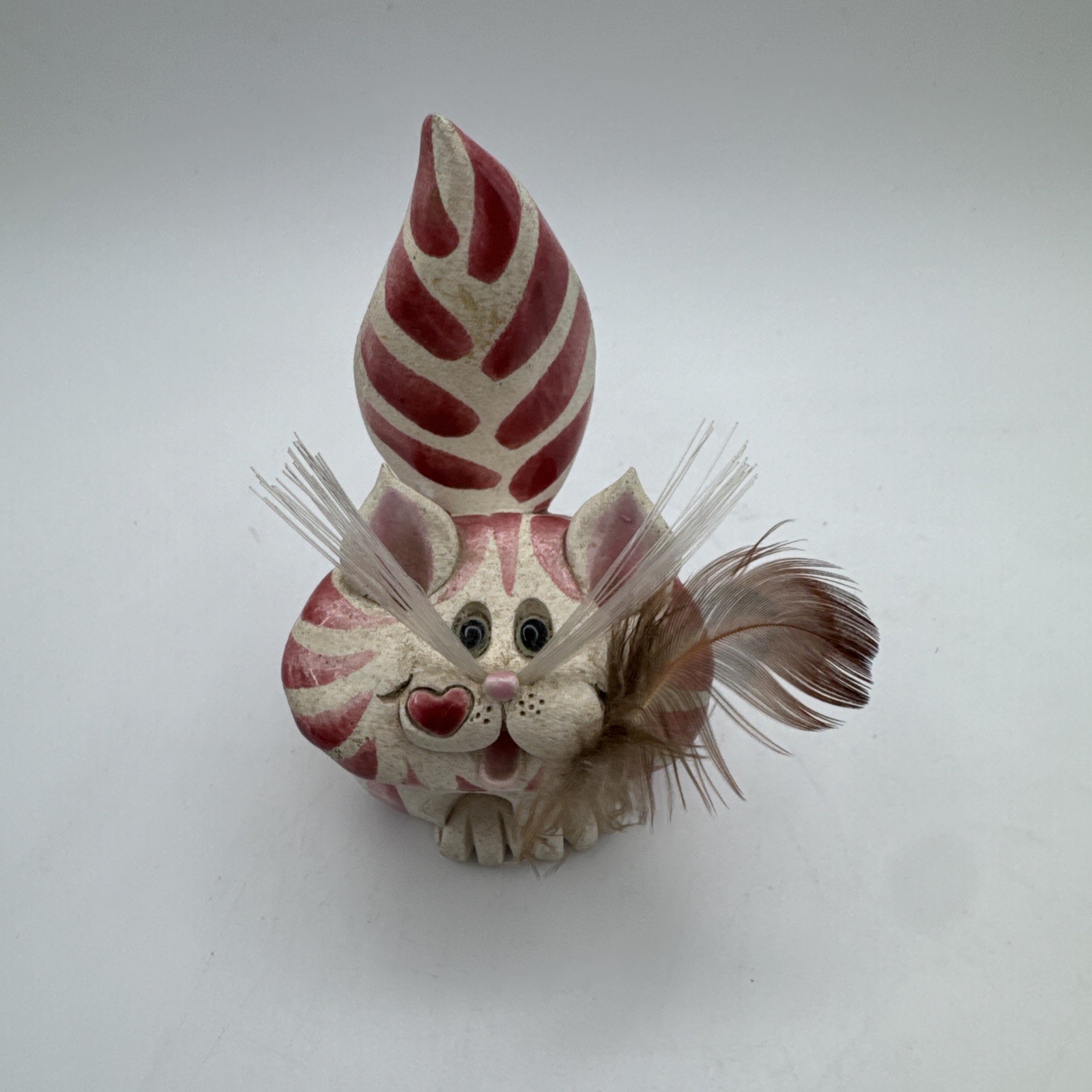 Pence Pets Art Pottery Cat Figurine Scuplture or Ring Holder Vintage 90s Signed