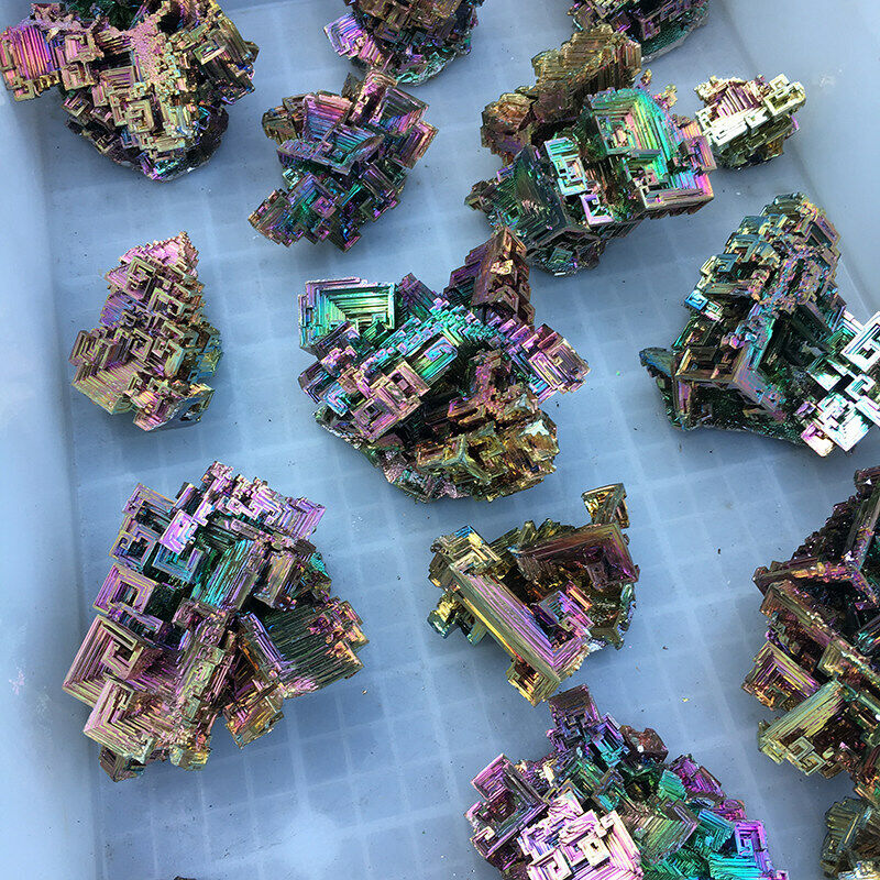 10Pcs/Lot Rainbow Aura Titanium Bismuth Quartz Crystal Specimen Gemstone Healing