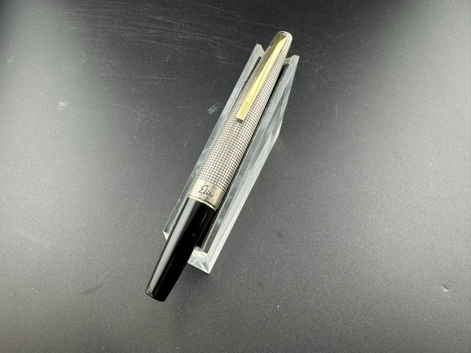 PILOT Elite Checkered Sterling Silver Fountain Pen 18K Gold Posting Nib