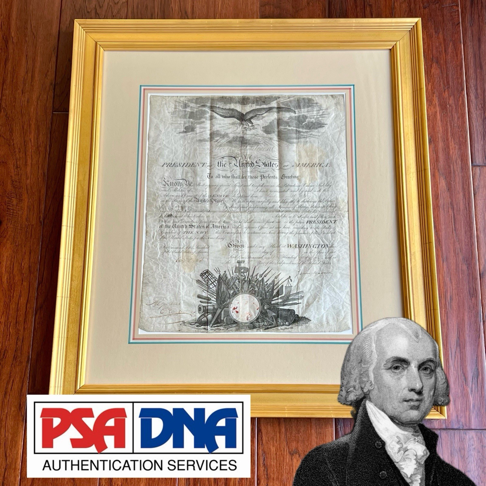 JAMES MADISON Autograph NAVAL Appointment Signed as President 1814 * PSA