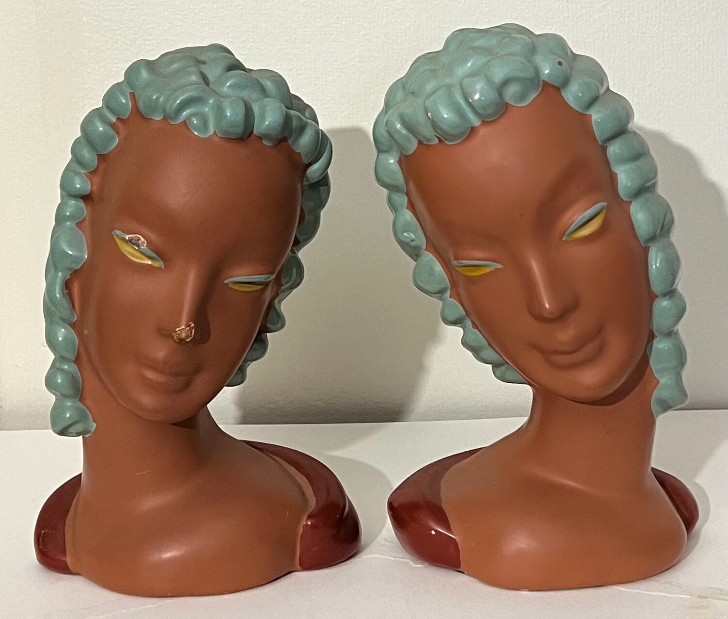 Goldscheider Style  Ceramic Women\'s Busts (Pair)