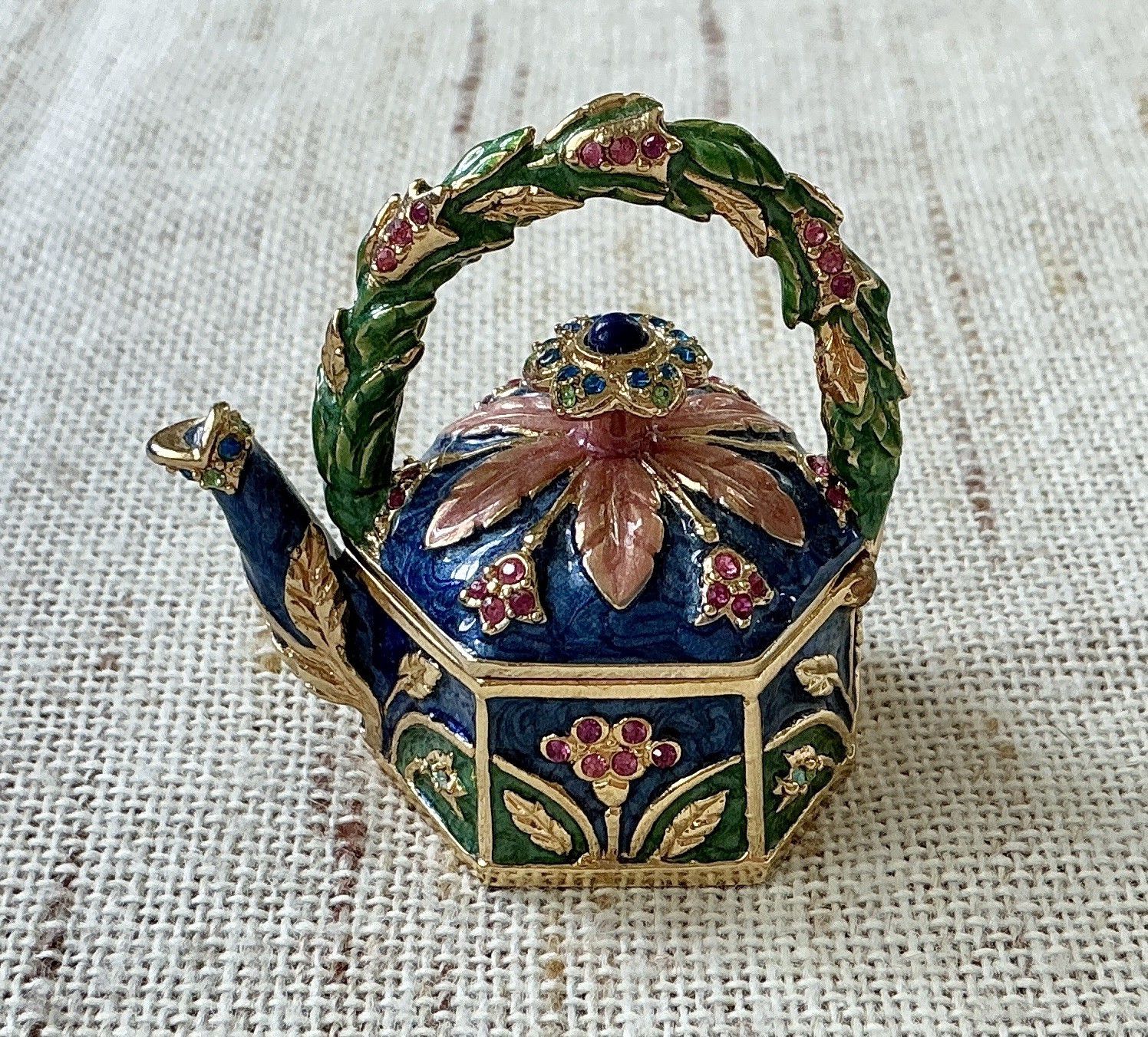 2006 Estee Lauder Jay Strongwater Garden Teapot Solid Perfume Compact No Box