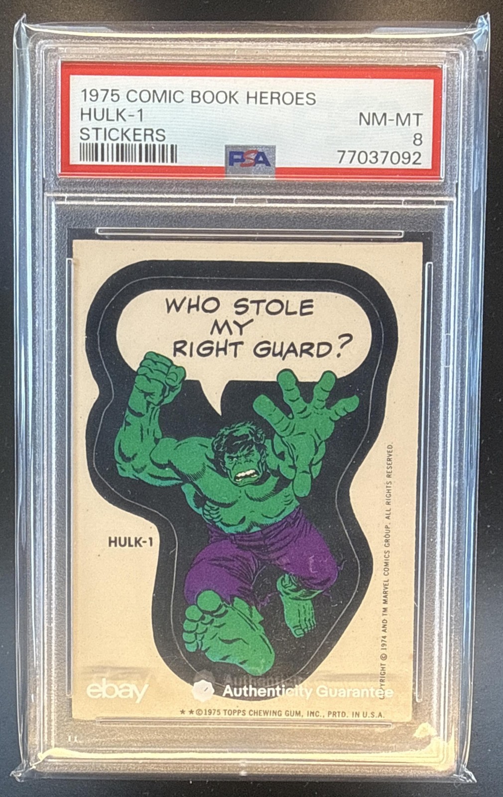 1975 Topps Non-Sport Comic Book Heroes Stickers Hulk-1 #NNO
