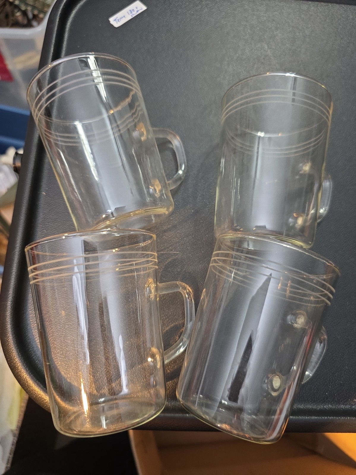 Set Of 4 Vintage Mid Century Schott & Gen Mainz Jenaer/Saale GLAS - Verran Mugs Set Of 4 Vintage Mid Century Schott & Gen Mainz Jenaer/Saale GLAS - Verran Mugs