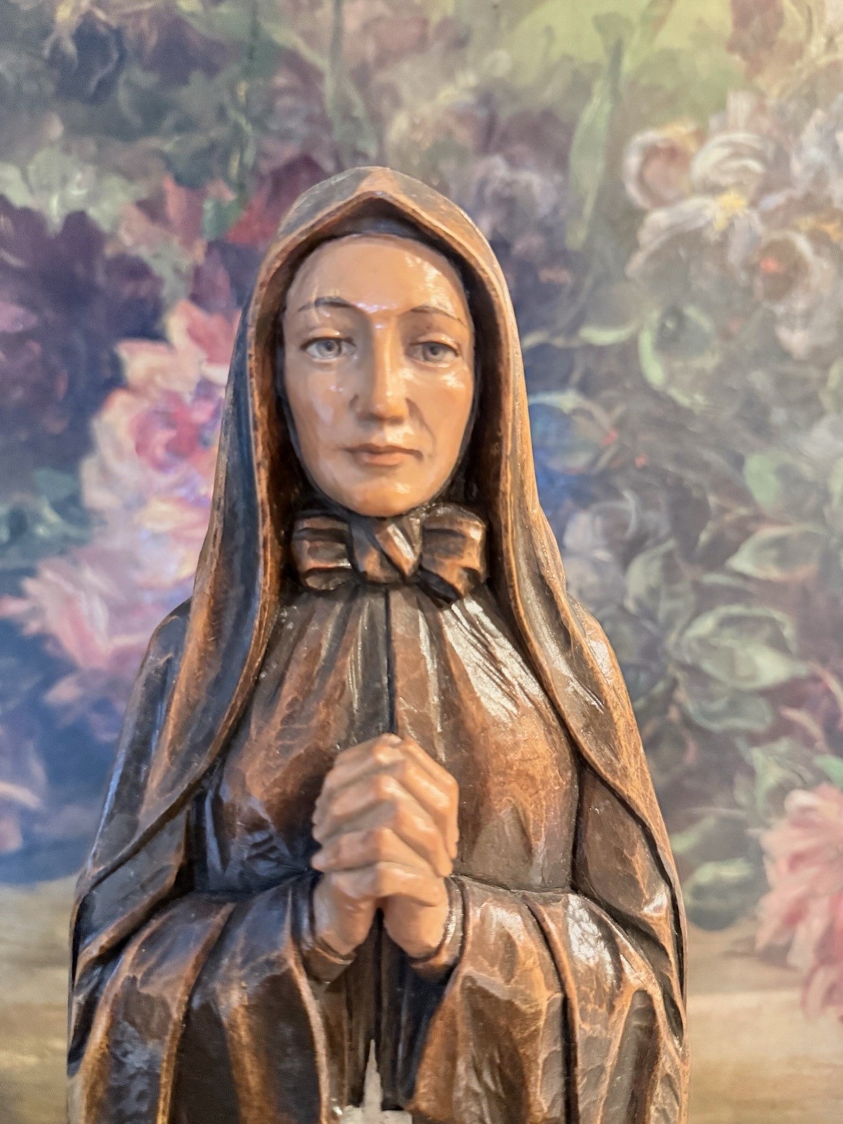 Antique 18.5” Hand Carved Wood Mother Cabrini Saint Statue Catholic Folk Art Antique 18.5” Hand Carved Wood Mother Cabrini Saint Statue Catholic Folk Art