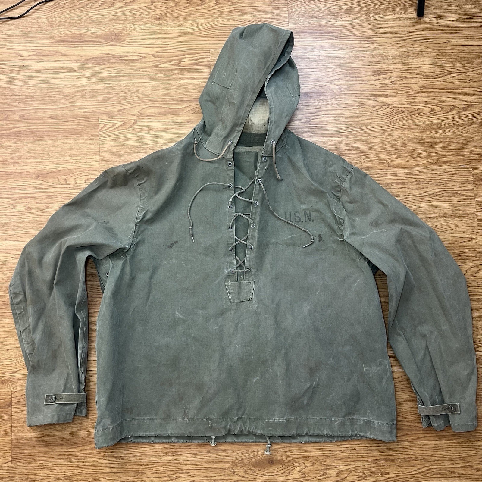 Vintage WW2 U.S. Navy USN Anorak Rain Deck Jacket Foul Weather WWII Parka