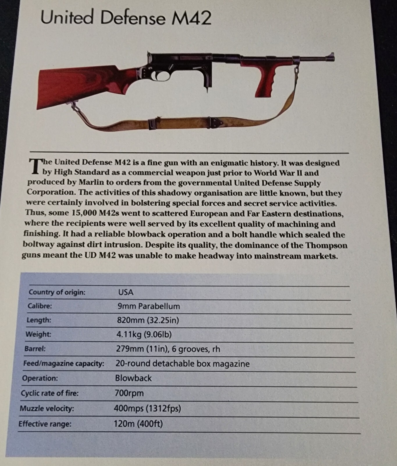 M42 M 42 Gun Picture Out of Print Details Vtg Sheet Article   