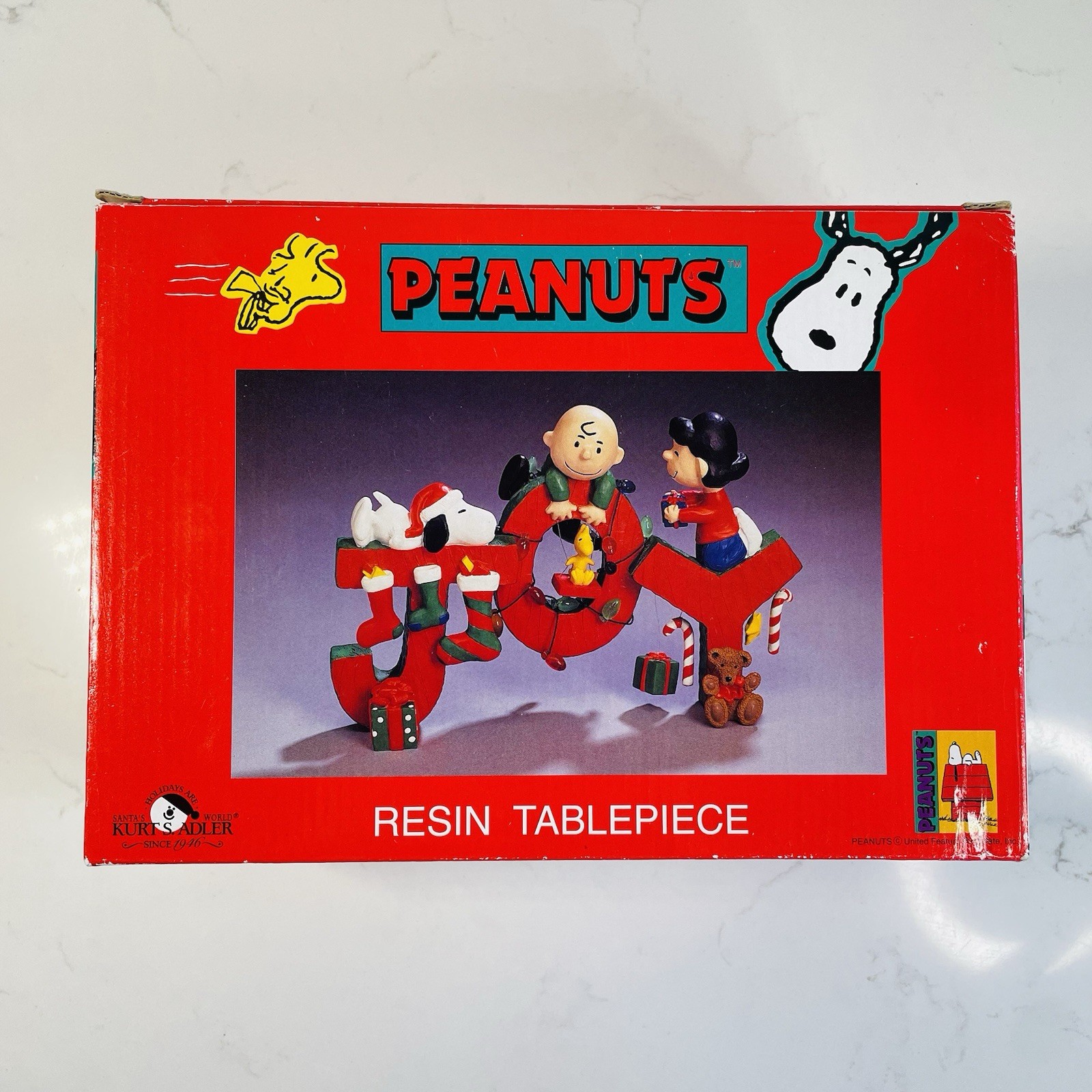 Vintage Kurt Adler Peanuts Gang Charlie Brown Figurine Tablepiece Christmas JOY