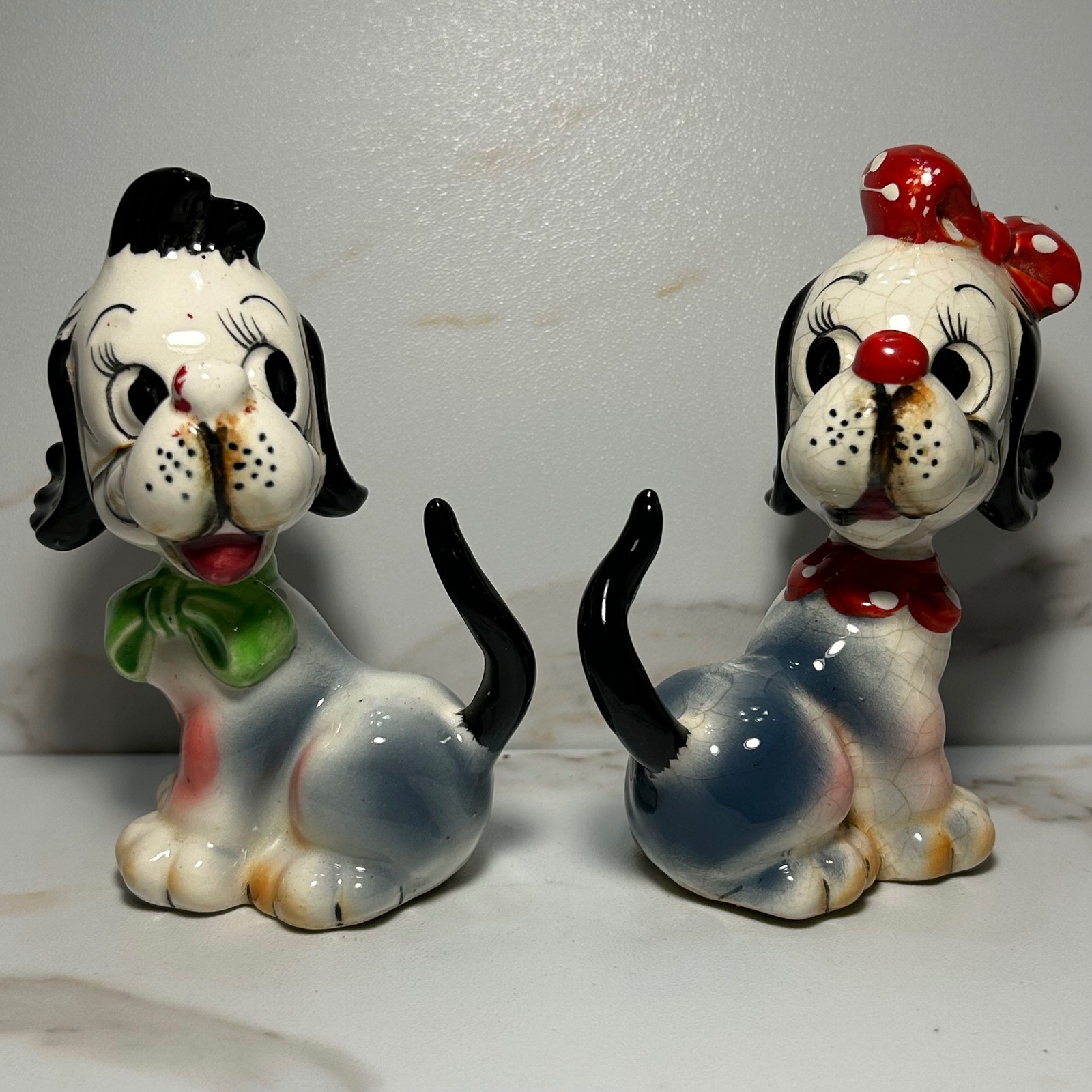 Vintage Japan Anthropomorphic Dog Salt and Pepper Shakers Set Kitsch SP234 Vintage Japan Anthropomorphic Dog Salt and Pepper Shakers Set Kitsch SP234