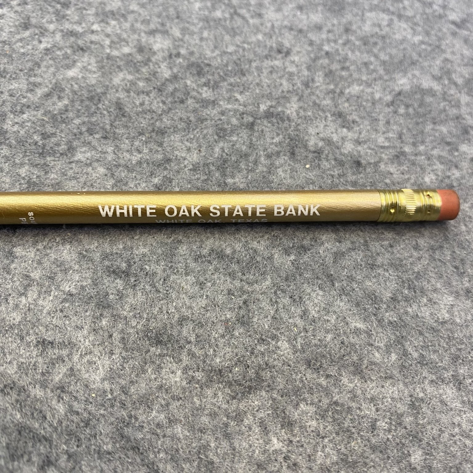 Vintage White Oak State Bank Advertising Wood Pencil Texas Gold