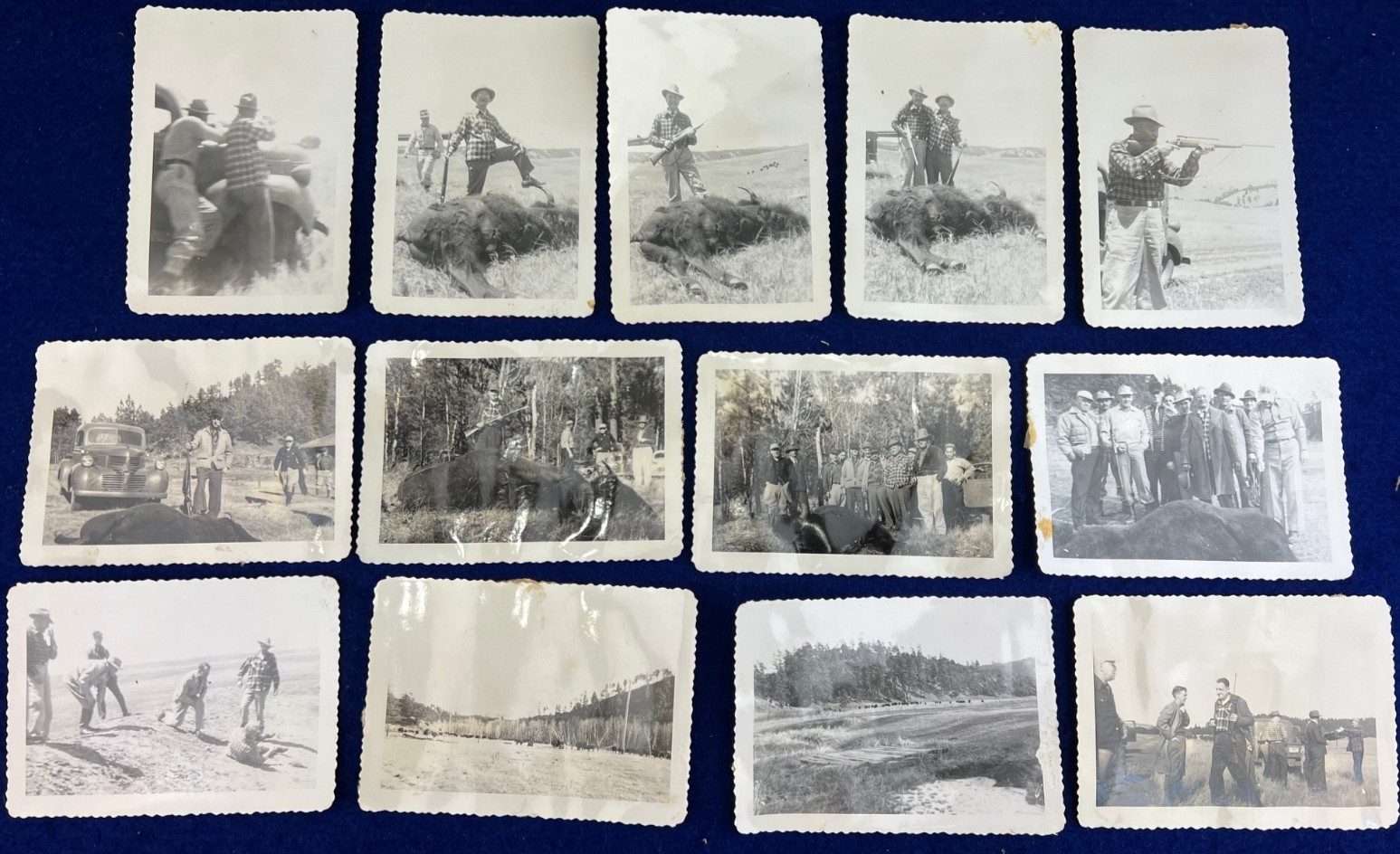 1940s Buffalo Hunt in South Dakota Photo Set Hide Trophy
