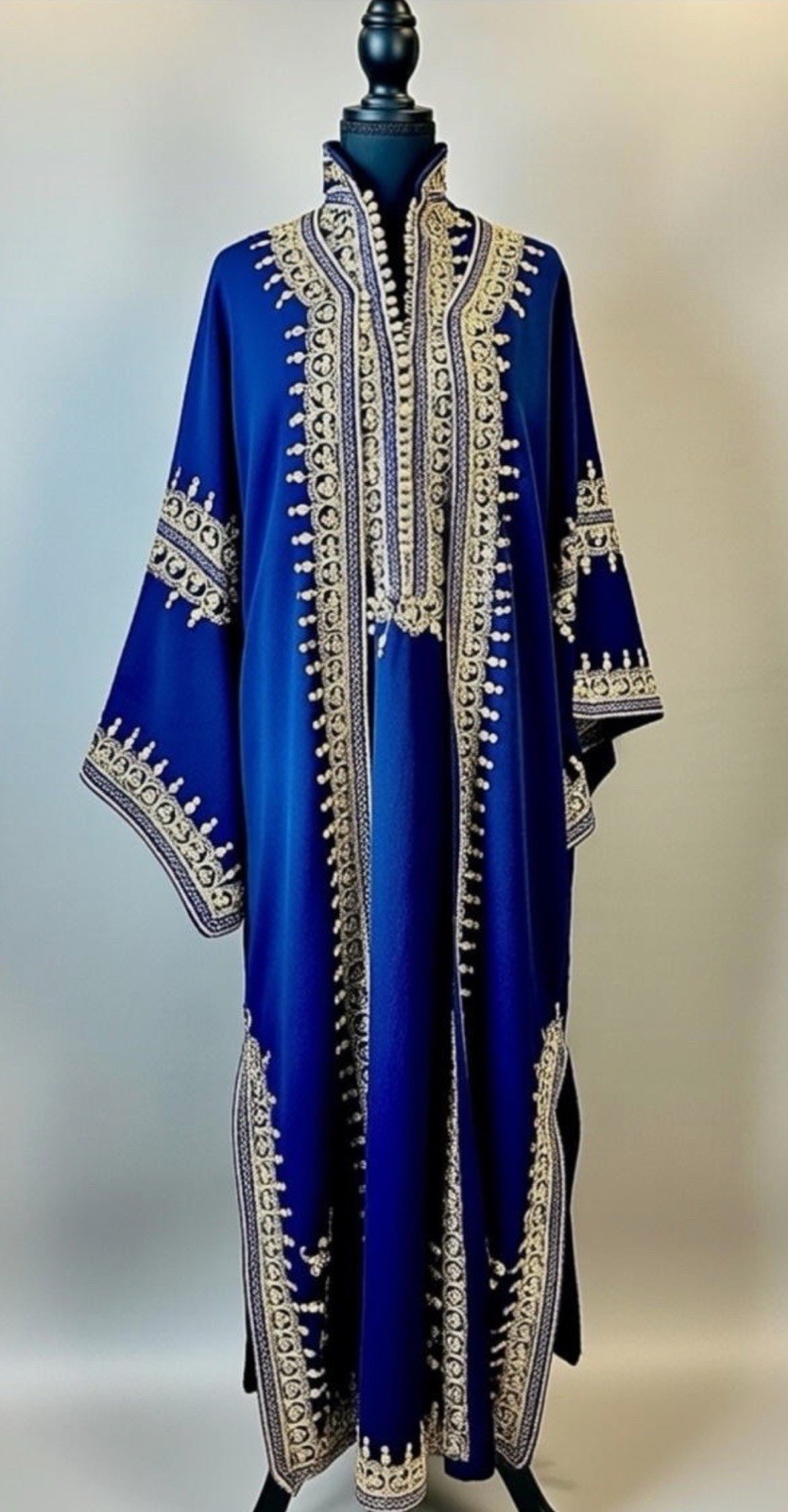 Vintage 1960s Moroccan Royal Blue Takchita - 2pc Hand-Couched Gold Terz Ensemble