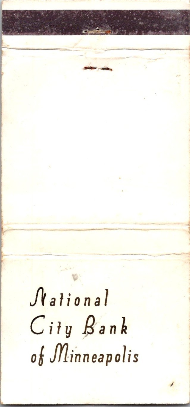 National City Bank Of Minneapolis Vintage Matchbook Cover 5M28-3