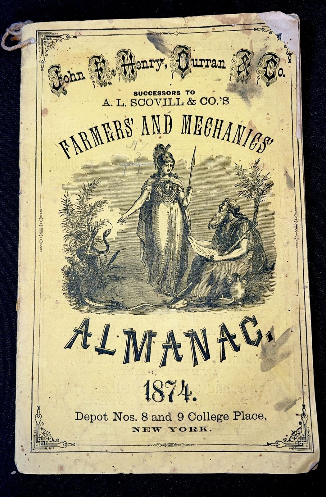 Antique 1874 JOHN F. Henry Almanac FARMERS and MECHANICS Quack Medicine Ads