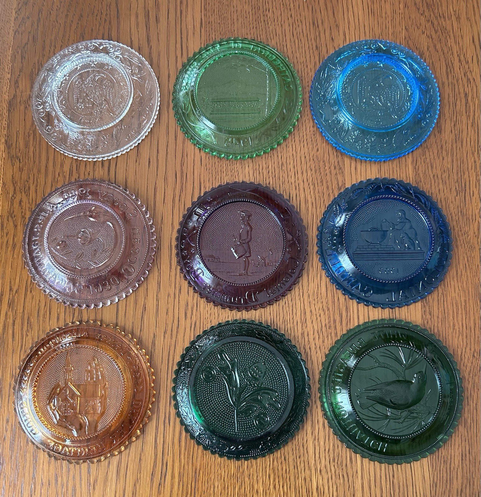 Collection of Vintage Pairpoint Glass Cup Plates (9)