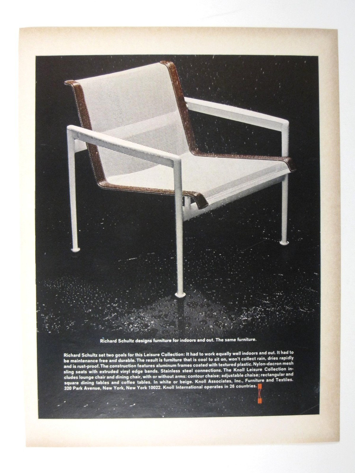 Richard Schultz Knoll Leisure Chair Indoor Outdoor 1960s Print Advertisement