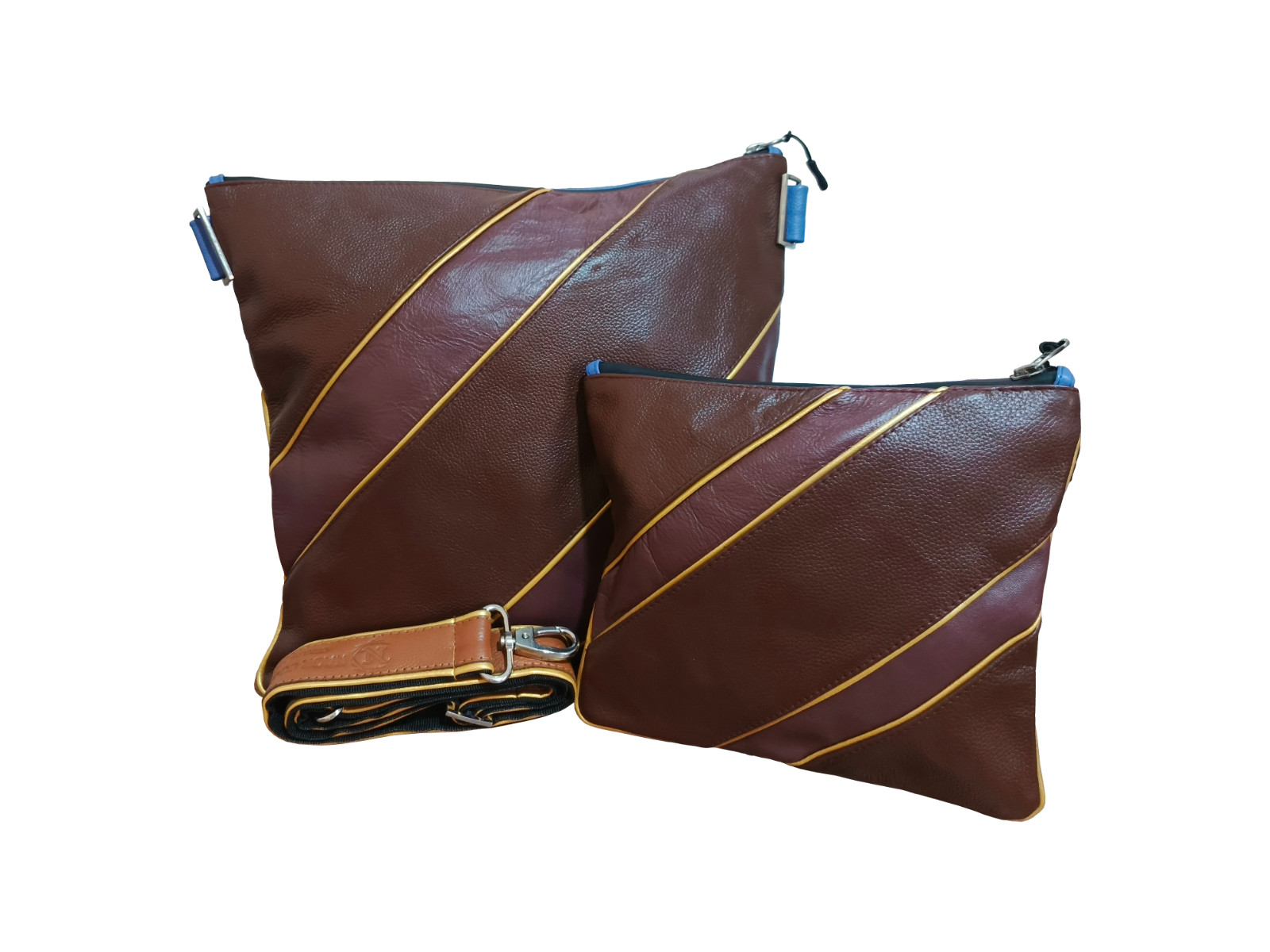 Real Cowhide Leather Water Proof Red and Brown Tallit & Tefillin Bag Set of 2