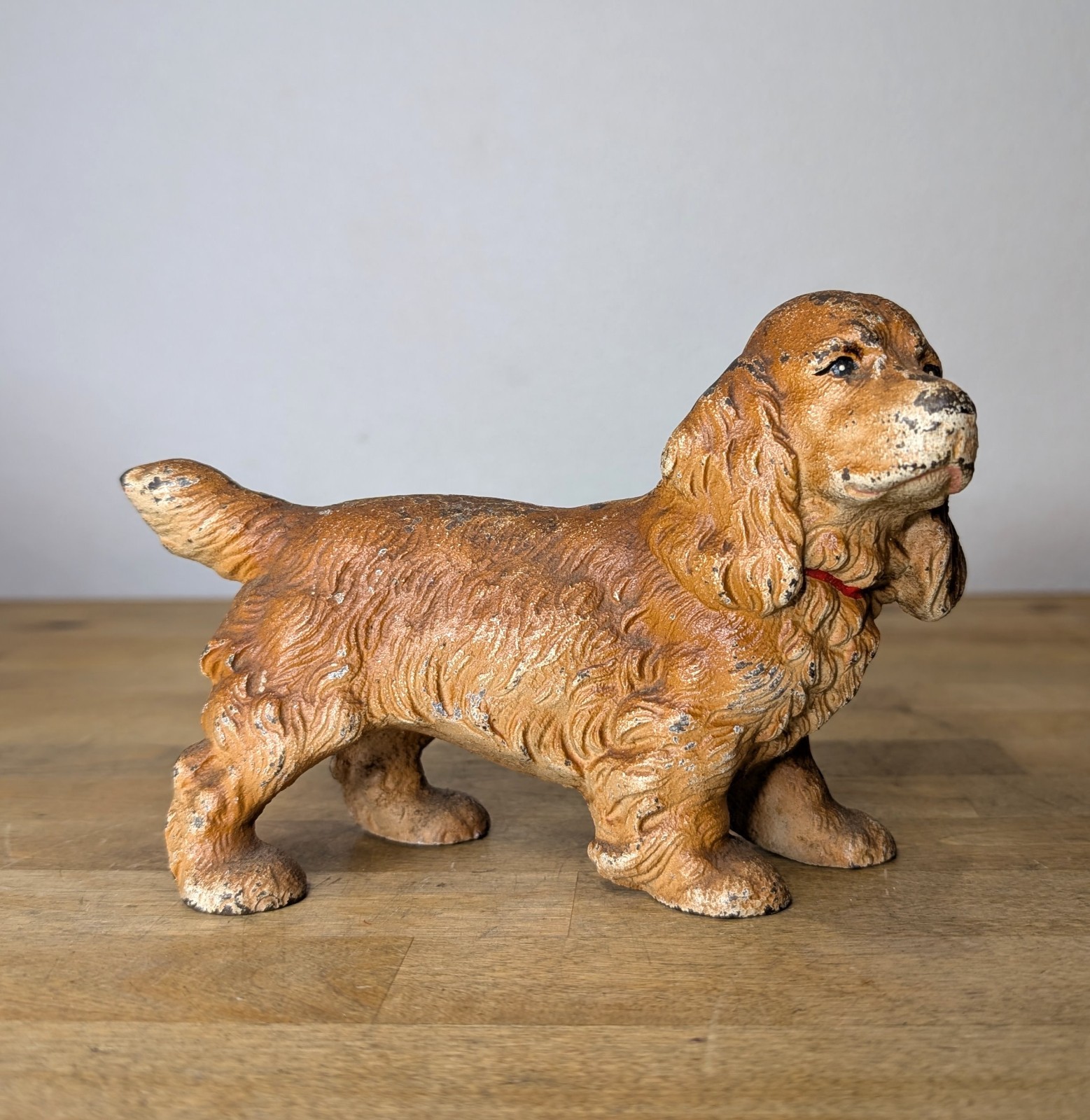 Vintage Hubley Cast Iron Cocker Spaniel Dog Doorstop Original Paint Heavy 5LB _A