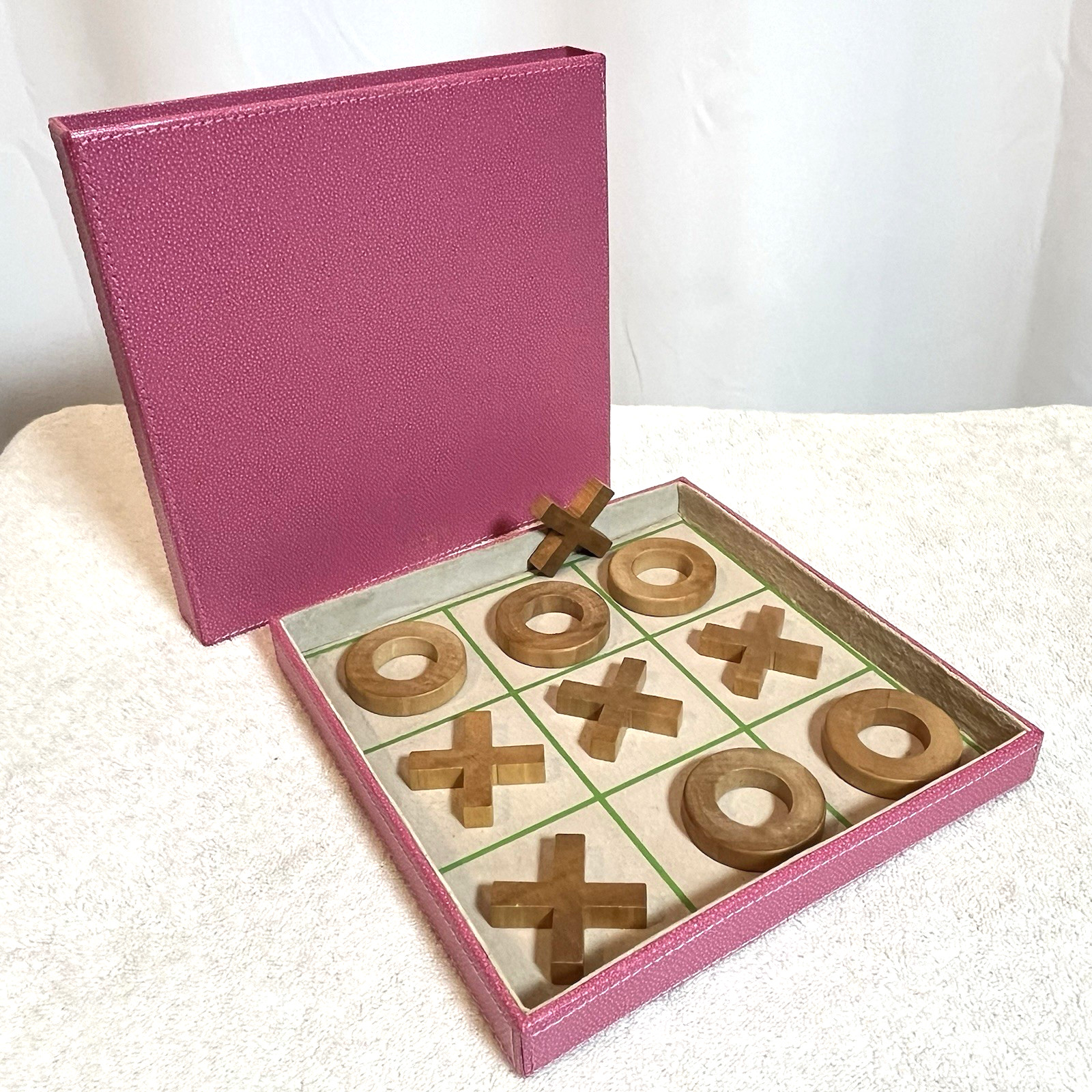Vintage Kate Spade New York Pink Leather Tic Tac Toe Game Rare Home Collectible