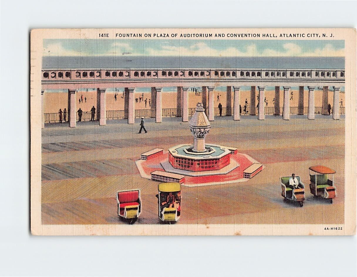 Postcard Fountain on Plaza of Auditorium & Convention Hall Atlantic City NJ USA