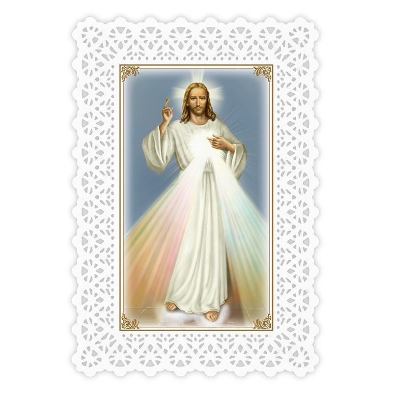 Beautiful Lace Holy Card Divine Mercy Chaplet Lot of 25 Size 2.75 x 4.25 in