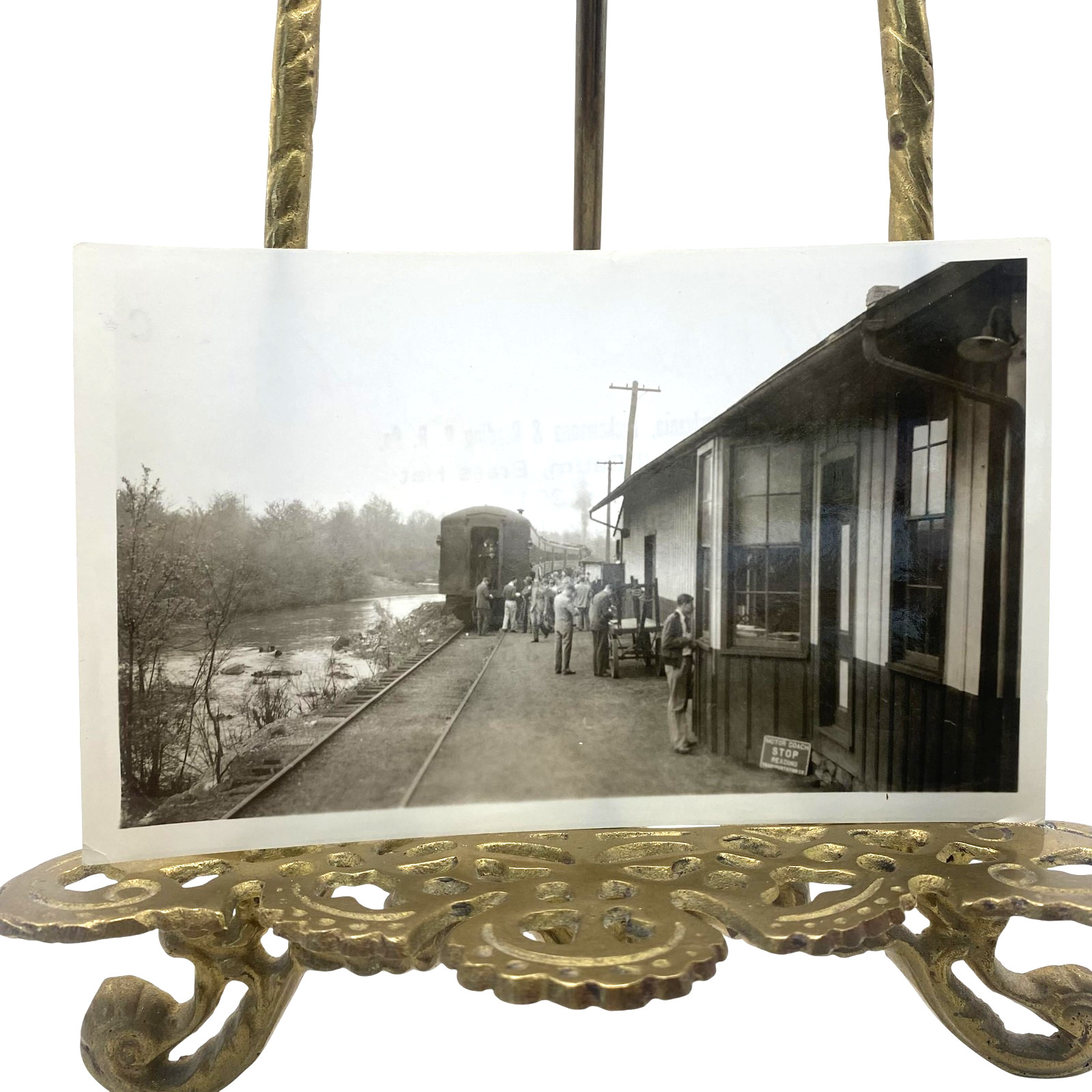 Vintage 1946 Pa Lackawanna & Reading RR Station Photo 3.5x5.75 B&W Gelatin Orig