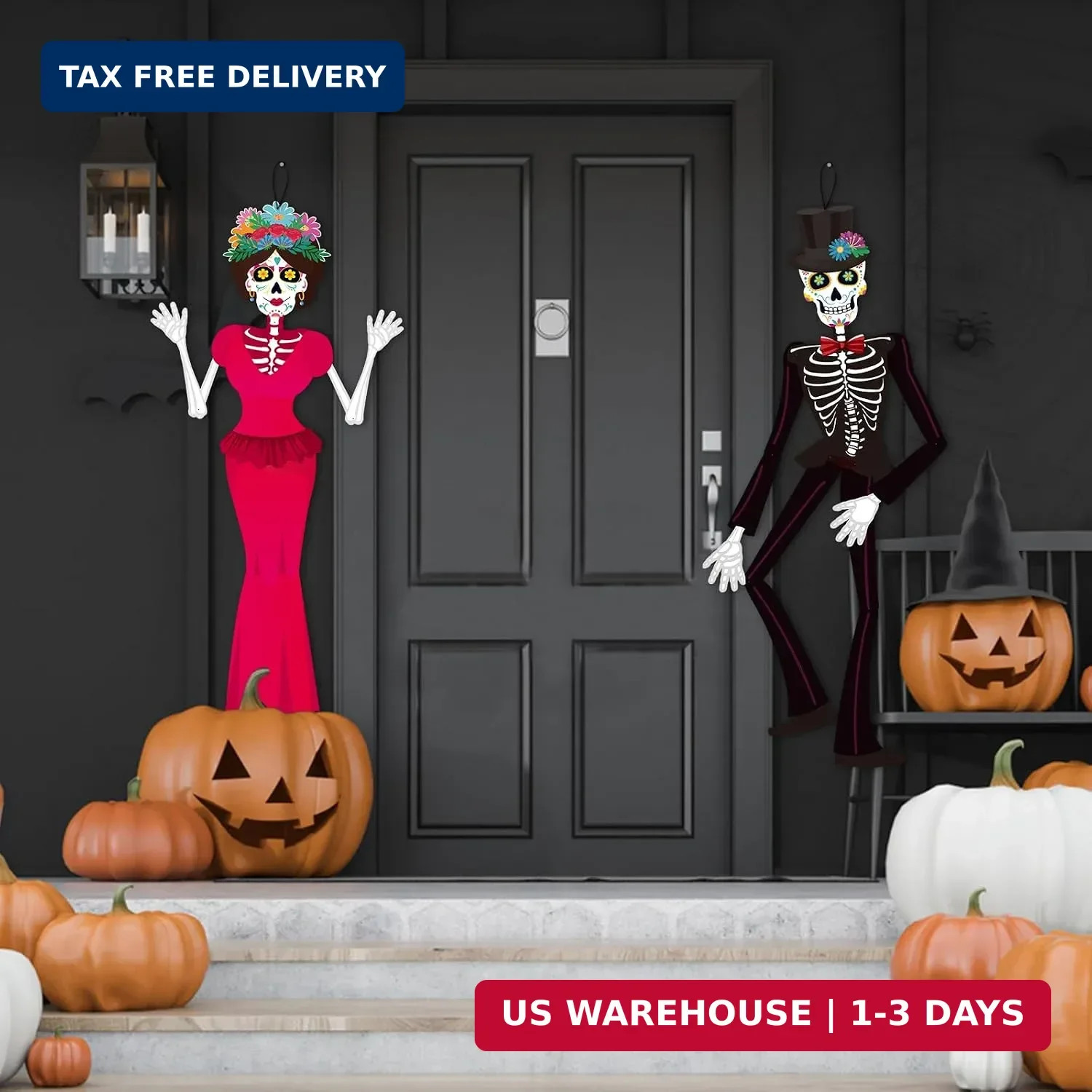 2 Pcs Day of the Dead Sugar Skull Door Decorations