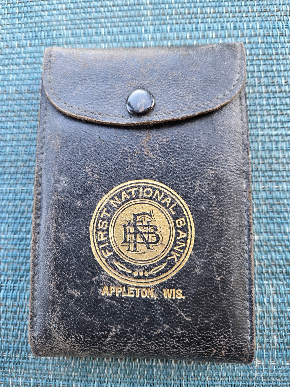 First Natl Bank Appleton WI Acct Passbook Leather Case 1922, Bank Postcard 1920