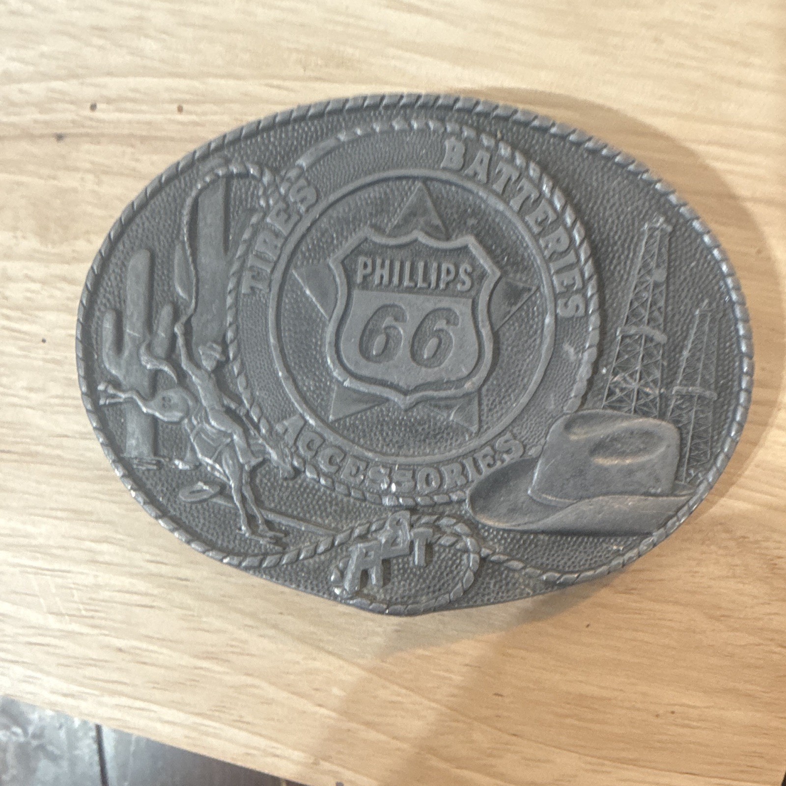 Vintage Phillips 66 Belt Buckle There’s A Better Life Oilfield Cowboy Petroliana