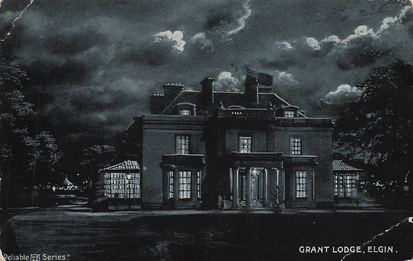 Elgin Scotland Cooper Park Grant Lodge Spooky Halloween Vibes Vtg Postcard 9A