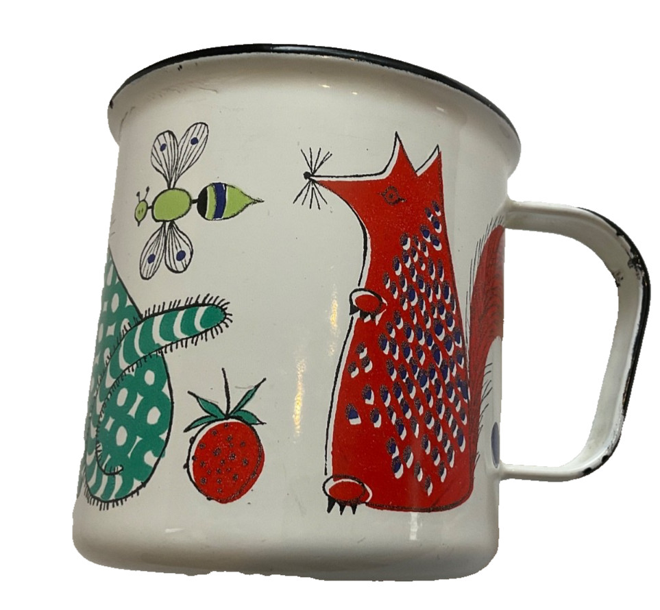 ARABIA FINEL Finland Enamel Mug Noah’s Ark Kaj Franck Gunvor Olin-Grönqvist VTG
