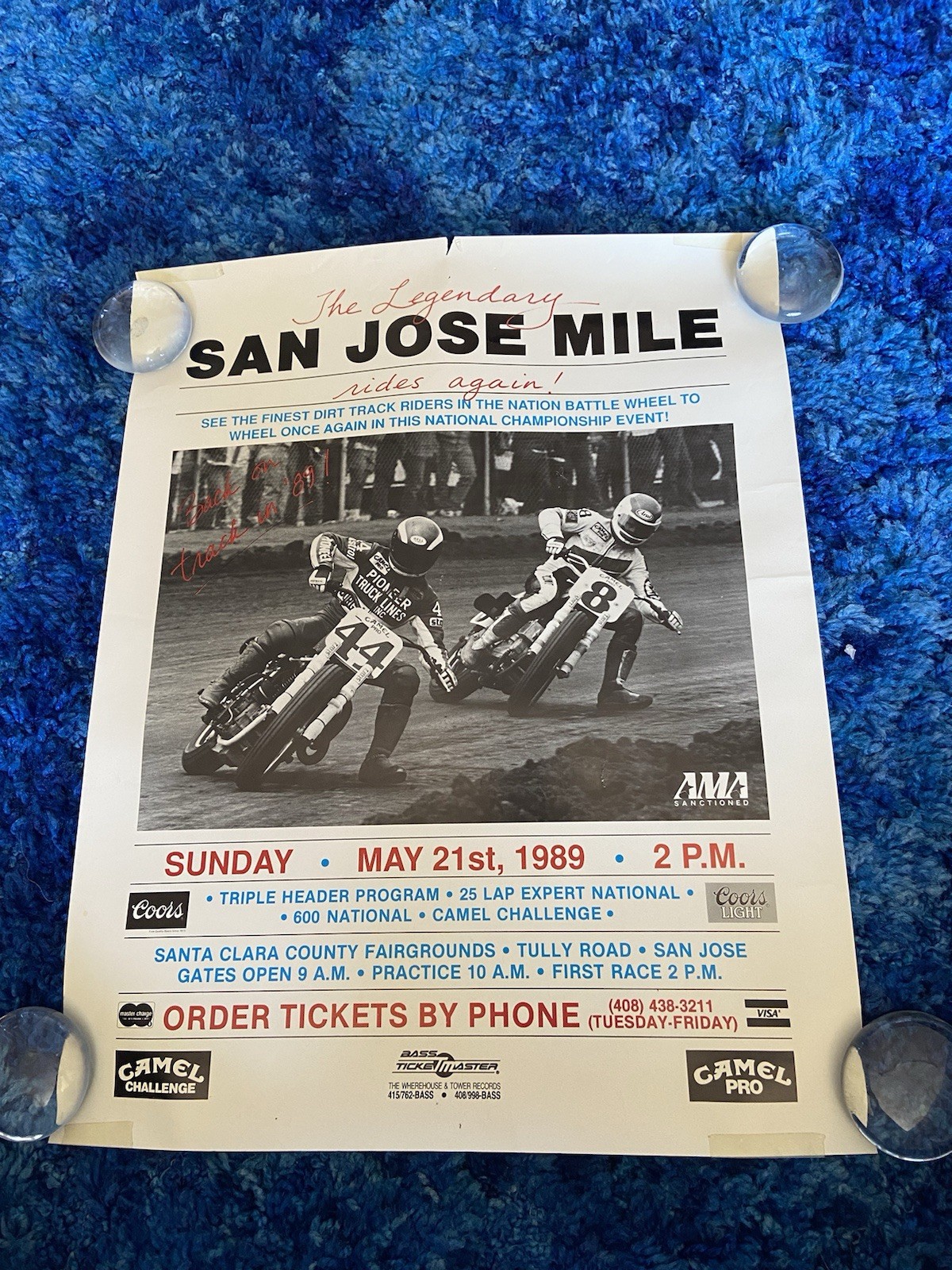 Lot of 6 Vintage AMA Flat Dirt Track Racing Posters - Nice