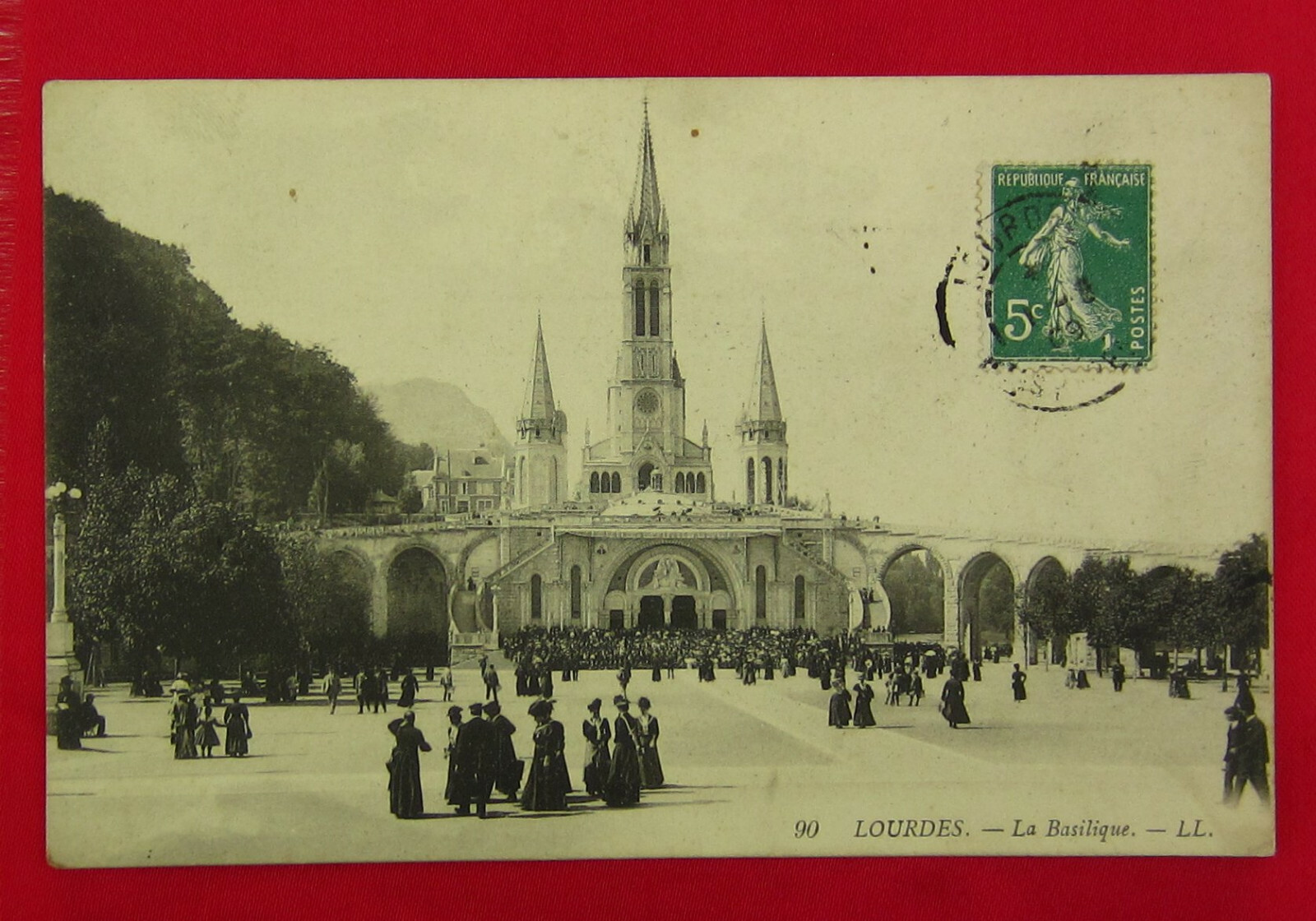 ANTIQUE LOURDES POSTCARD THE BASILICA POST CARD FRANCE French Catholic Postcard