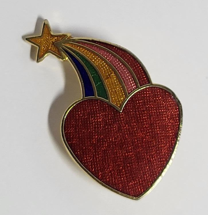 Heart with Rainbow Brooch Small