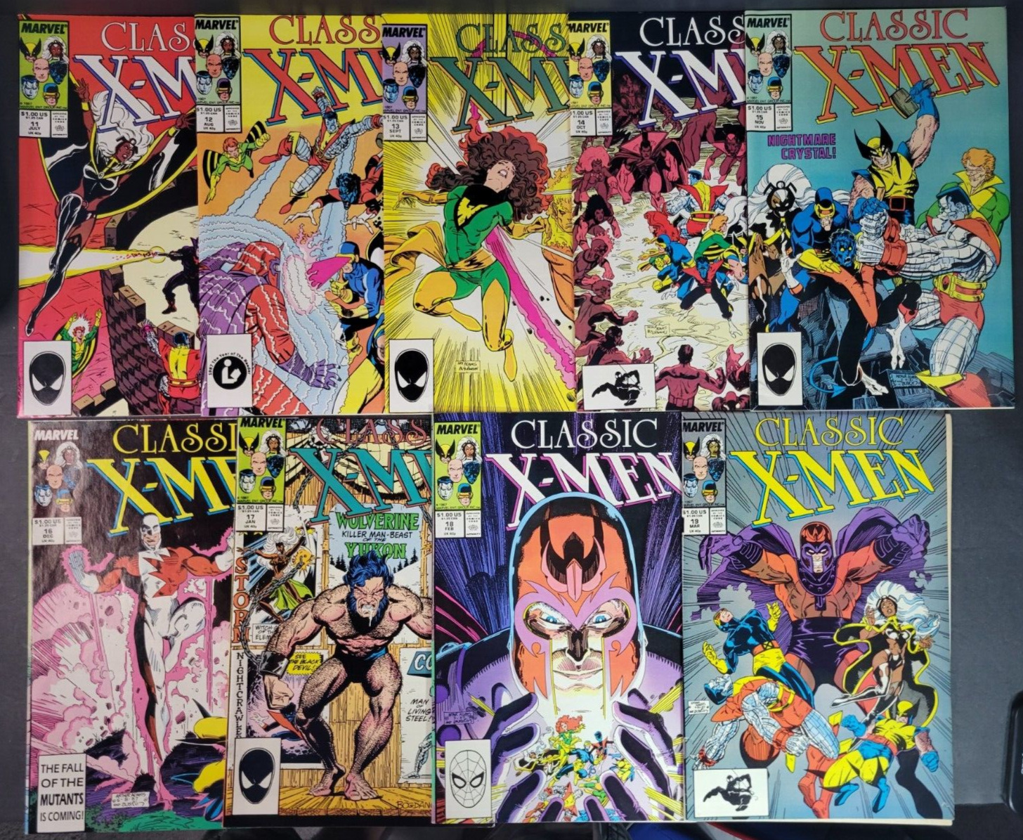 (9) X-Men Classic Lot 11 - 19 Lot 1987 Marvel Comics Wolverine 12 13 14 15 16 17
