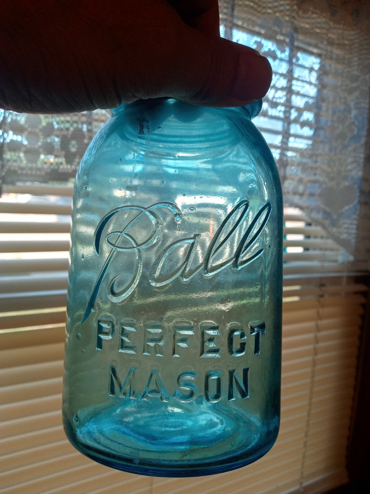 VTG Aqua Blue GLASS Mason Ball QUART CANNING JAR ~ zinc lid ~ Lucky 13 VTG Aqua Blue GLASS Mason Ball QUART CANNING JAR ~ zinc lid ~ Lucky 13