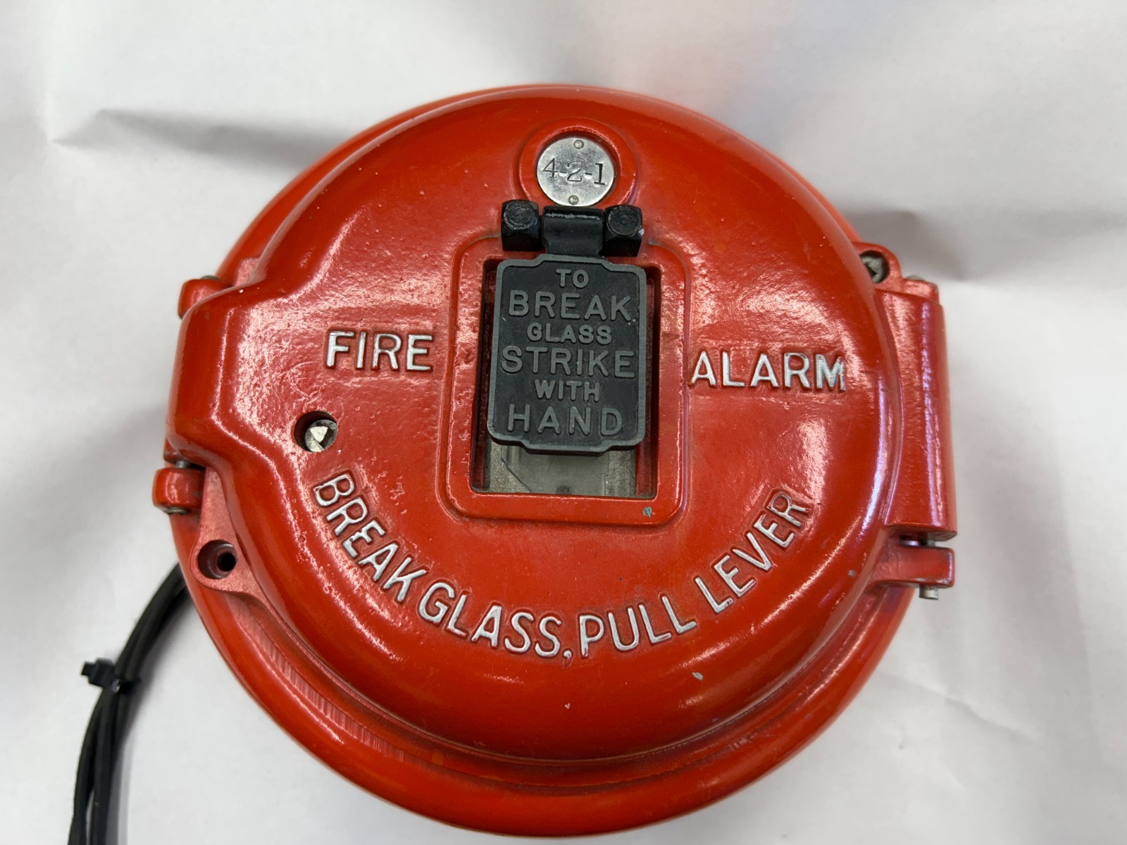 Vintage Antique FARADAY  Red Round Fire Alarm Pull Station 421