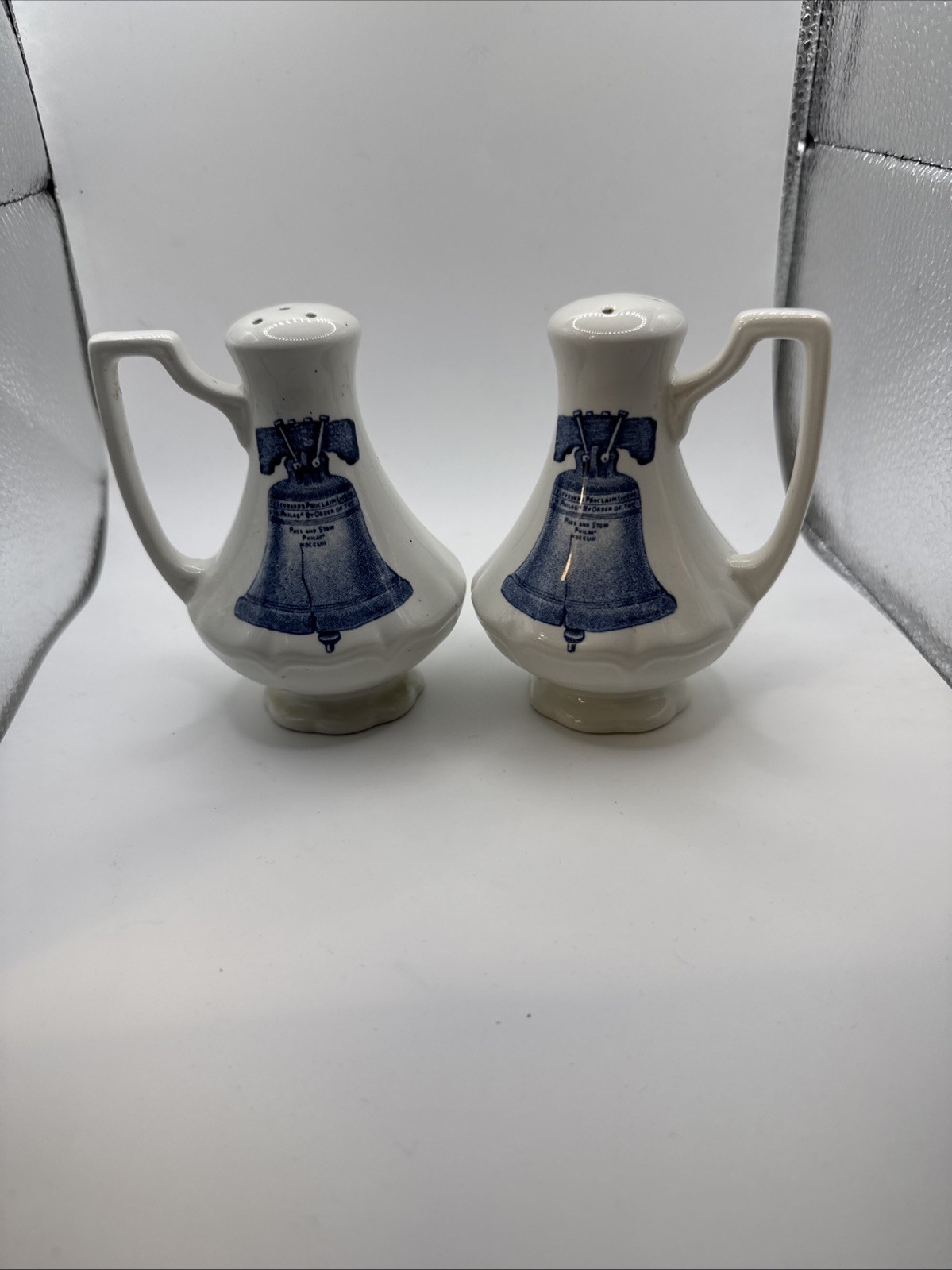 Vintage J&G Meakin England Liberty Bell Ceramic Salt & Pepper Shakers