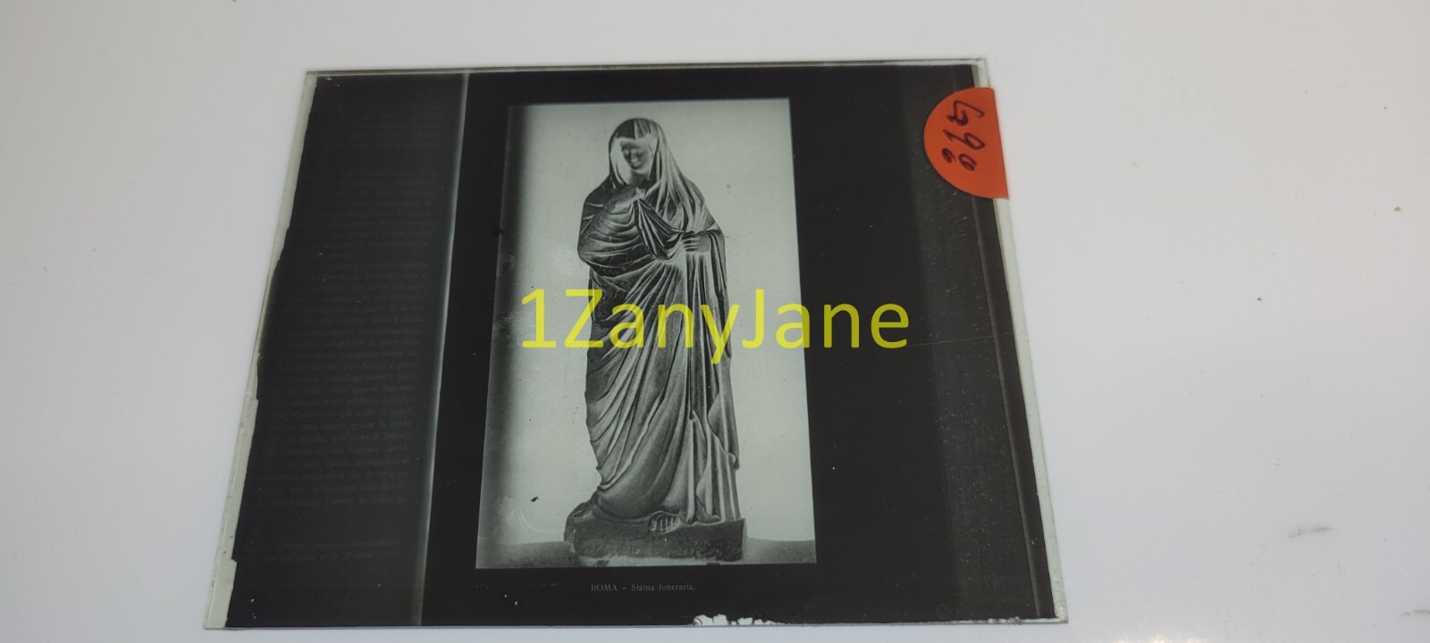 G98 GLASS Slide or Negative ROMA STATUE OF WOMAN IN ROBE AND HOOD