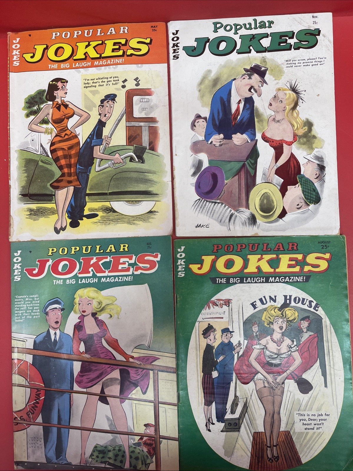 Lot of 4 Popular Jokes Magazine 1961-1963 Vintage Humor Pin-Up Digest Comic Mag