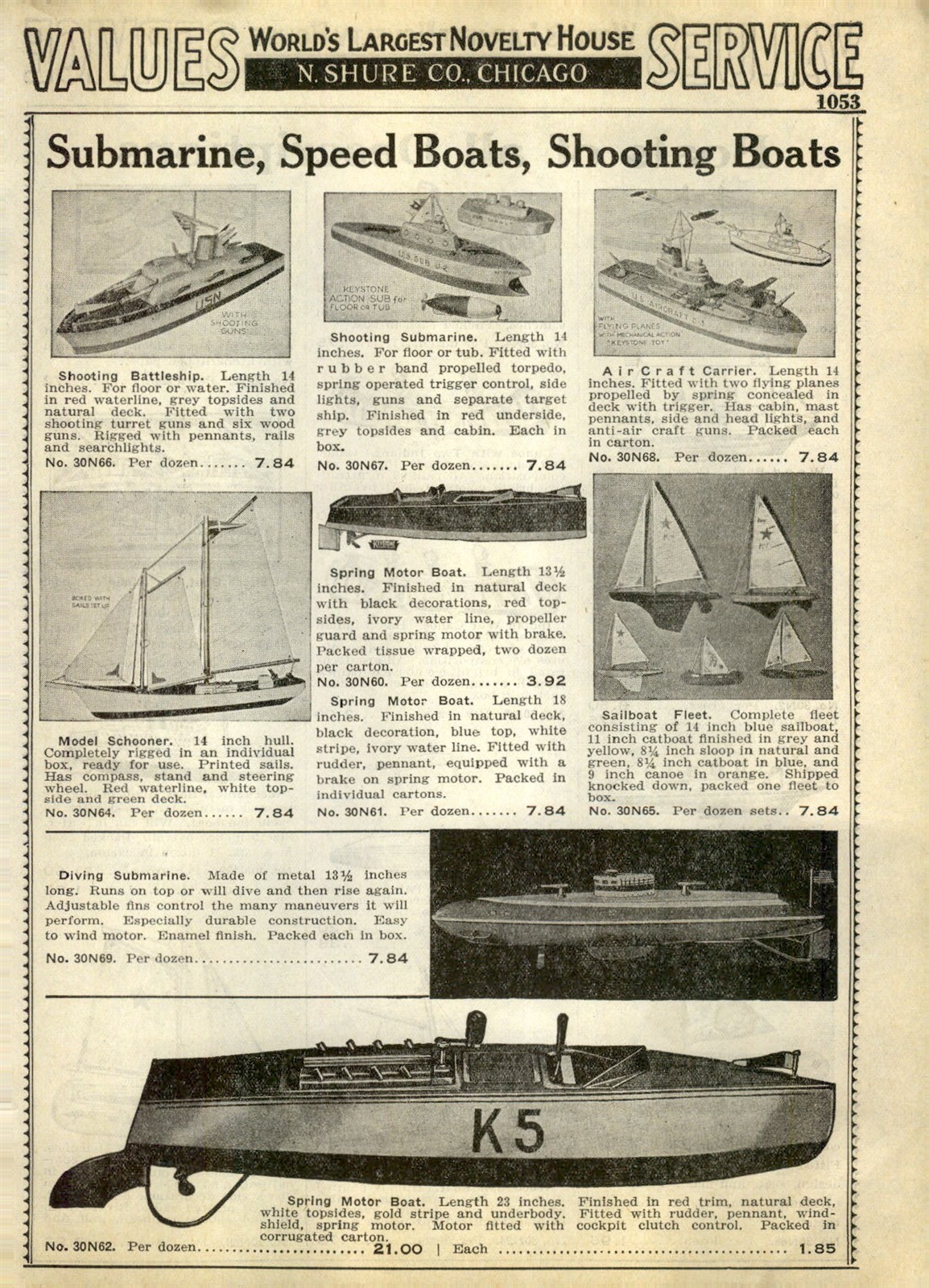 1940 PAPER AD Toy Submarine Battleship Speed Motor Boat K5 Spring 