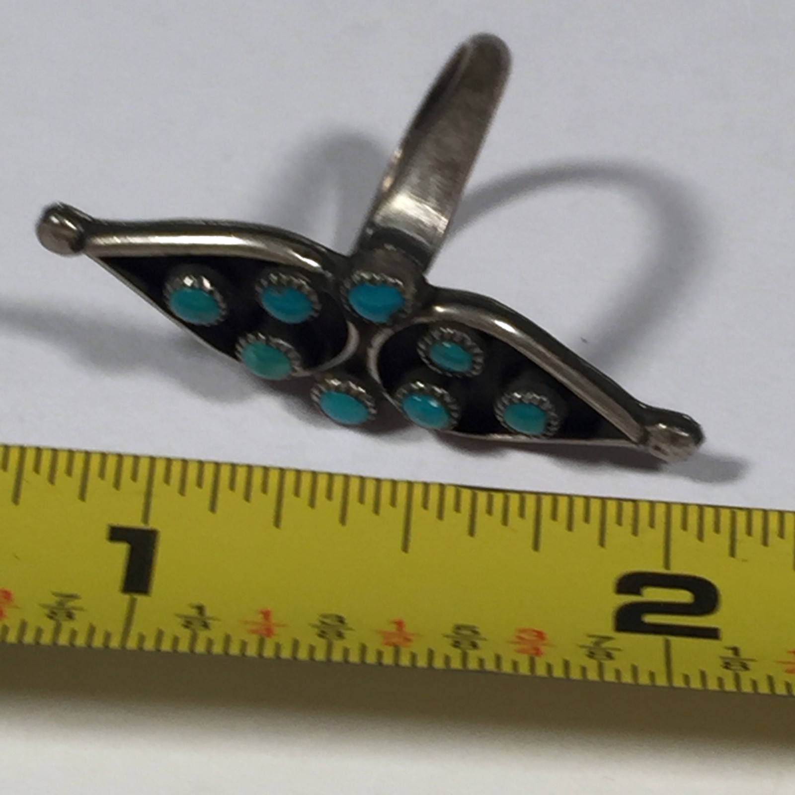 VTG Old Pawn Native America Navajo ZUNI POINT Sterling Turquoise Ring Size 3 4 VTG Old Pawn Native America Navajo ZUNI POINT Sterling Turquoise Ring Size 3 4